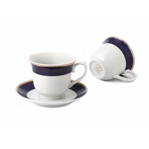 Cappuccino Coffee Cup and Saucer White 5 oz Set of 4 ceramic Box 5 