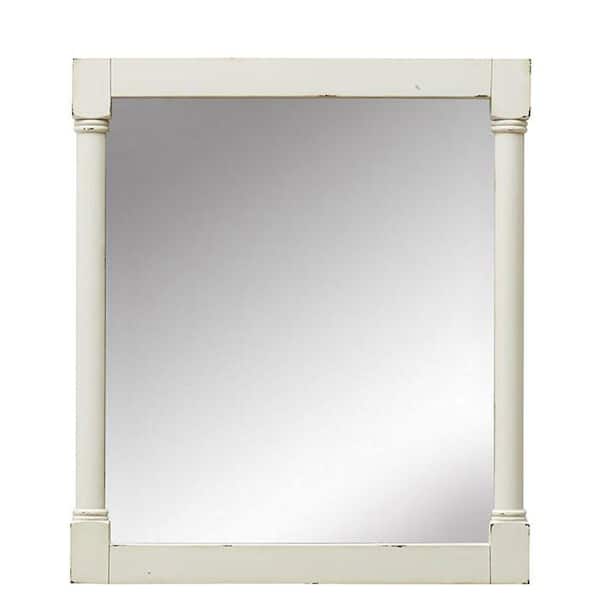 Home Decorators Collection Fallston 32 in. L x 27 in. W Framed Wall Mirror in Weathered Ivory