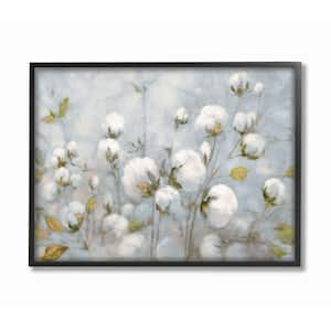 11 in. x 14 in. "Cotton Flower Field Neutral Blue Green Landscape Painting" by Julia Purinton Framed Wall Art