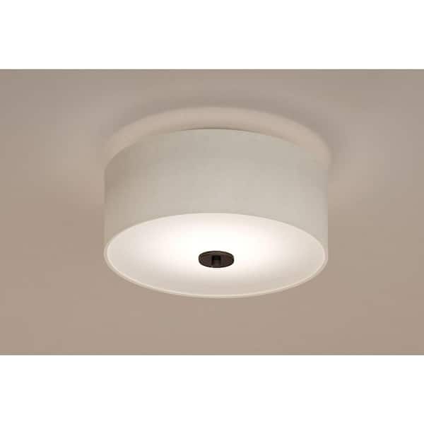 Inspire Collection 13 in. 2-Light Antique Bronze Kitchen Transitional Ceiling Light Drum Flush Mount