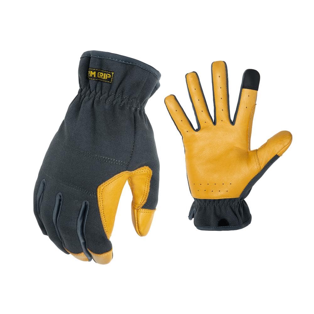 Duck GRIP Gloves Medium Depot 56326-010 Work - The Home Hybrid Canvas Leather FIRM