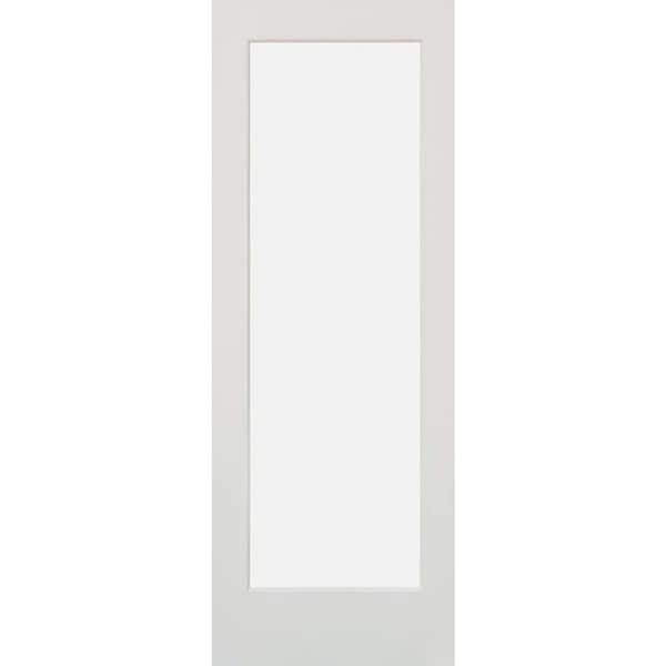 Krosswood Doors 28 in. x 80 in. 1-Lite Satin Etch Solid Core MDF Primed ...