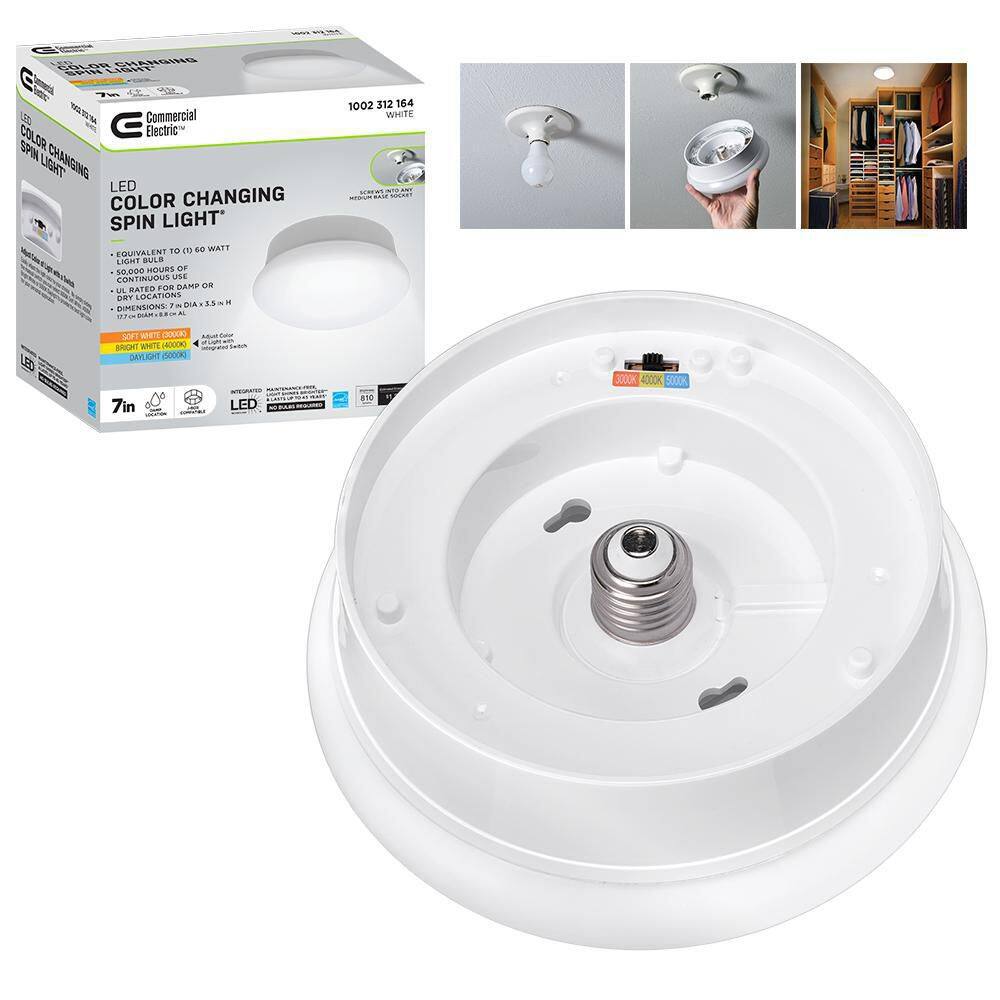 Commercial Electric Spin Light 7 in. Closet Light Selectable CCT LED