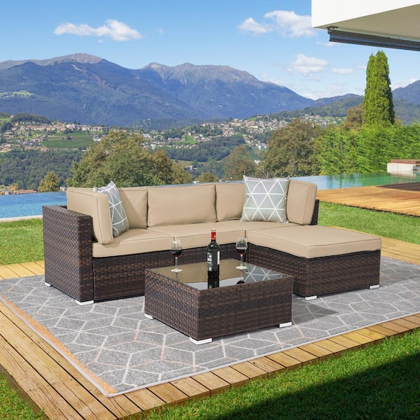 5 piece rattan garden set