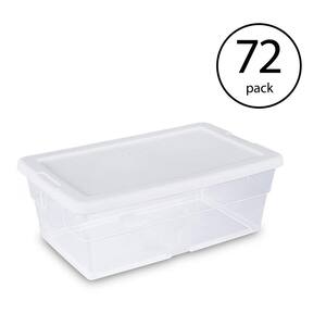 6 Quart Clear Stacking Closet Storage Tote Container w/ Lid (72 Pack)