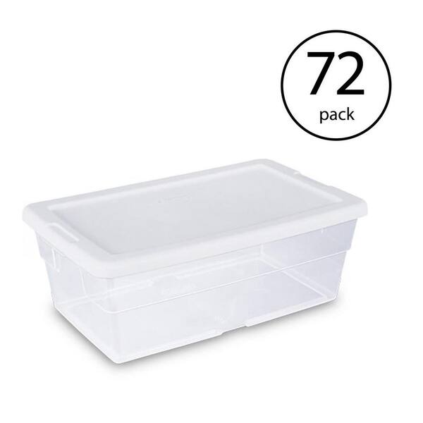 Sterilite 6 Quart Clear Stacking Closet Storage Tote Container w/ Lid (72 Pack)