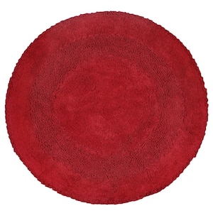 Radiant Collection 100% Cotton Bath Rugs Set, 30 in. Round, Red