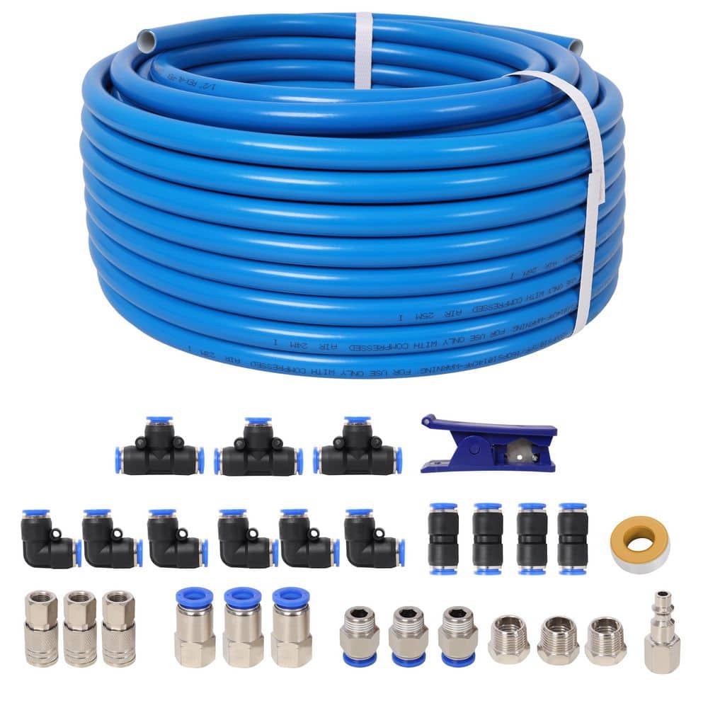 1/2 in. OD x 60 ft. PU Air Tube Kit,Garage Air Compressor Accessories Kit,Industrial Type Quick Connect Coupler and Plug price history on PriceWatchPro