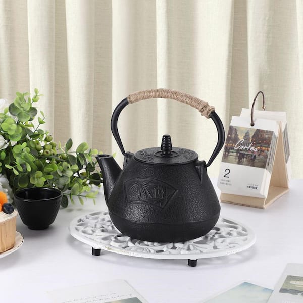 2-Pack Decorative Cast Iron Oval Trivets Heat Resistant Metal Pot Holders for Hot Dishes Pans Plates Teapot