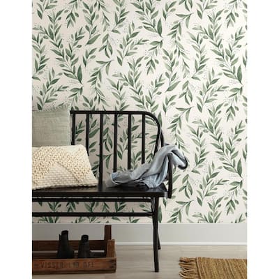 Olive Branch Paper Peel & Stick Repositionable Wallpaper Roll (Covers 34 Sq. Ft.)