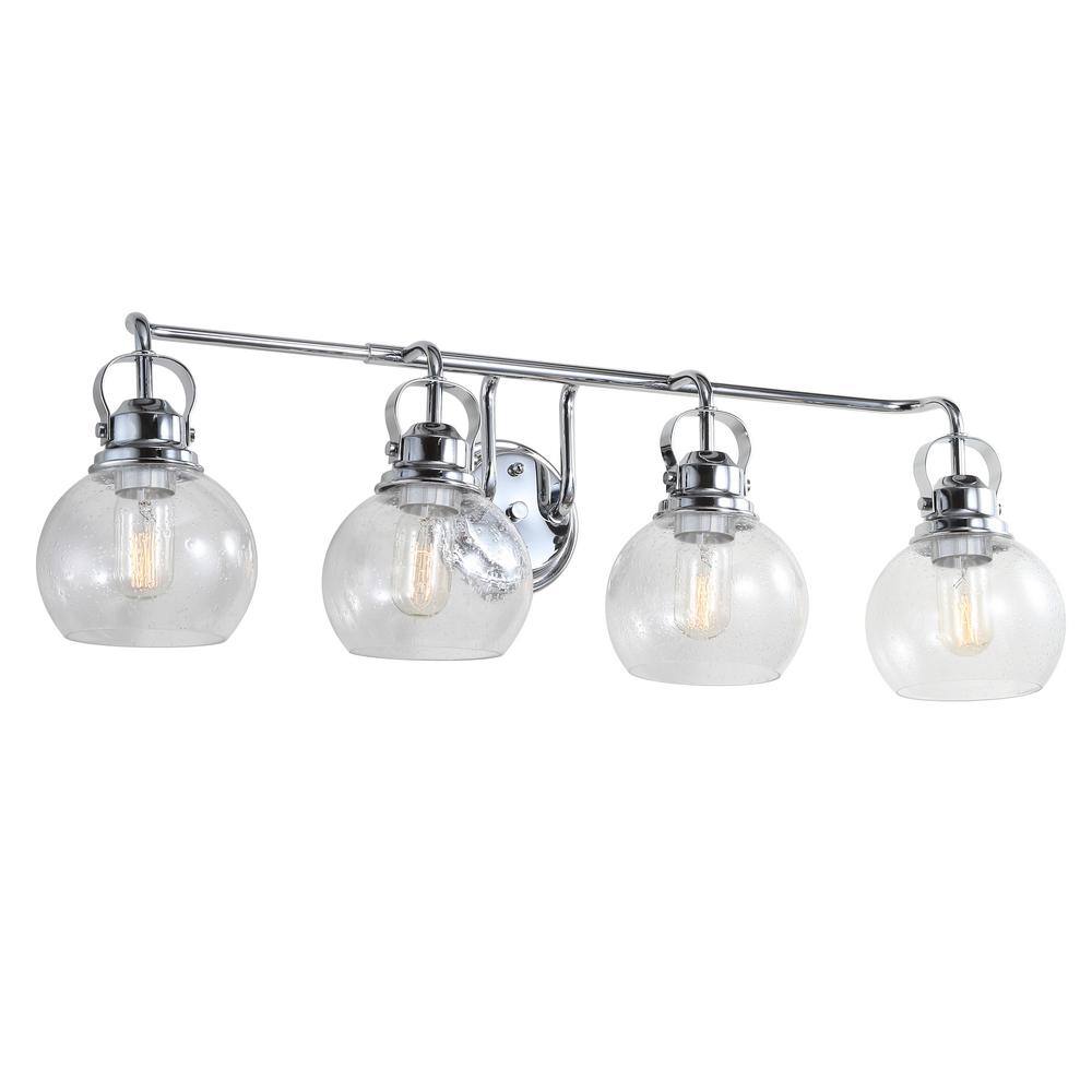 Shirley Modern 34" Chrome Polished Clear Glass Vanity Light