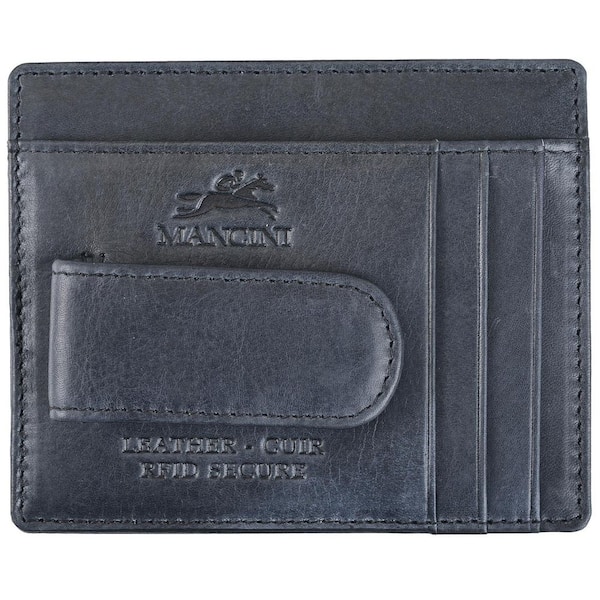 MANCINI Bellagio Collection Grey Leather Deluxe RFID Money Clip