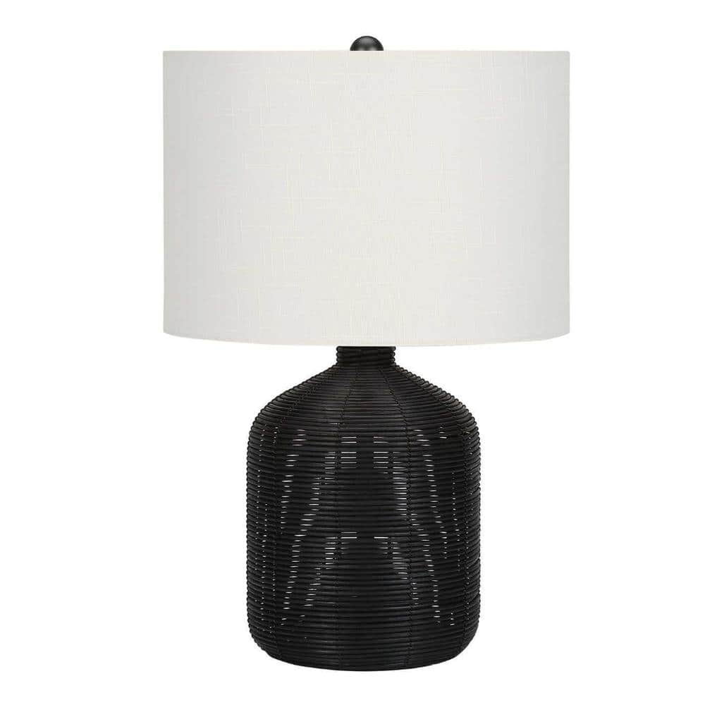 22.5 in.H Black Rattan Base Urn Bedside Table Lamp w/ White Fabric Shade, No Bulbs Included price history on PriceWatchPro