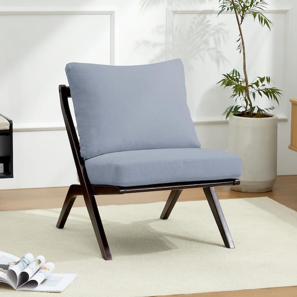 Blue Cushion Solid Wood Accent Chair, Armless Side Chair for living room Bedroom