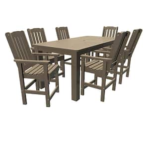 Hamilton Woodland Brown Counter Height Plastic Outdoor Dining Set in Woodland Brown Set of 6