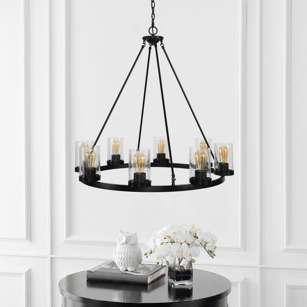 Pablo Ring 33.5" Oil-Rubbed Bronze & Seeded Glass LED Chandelier