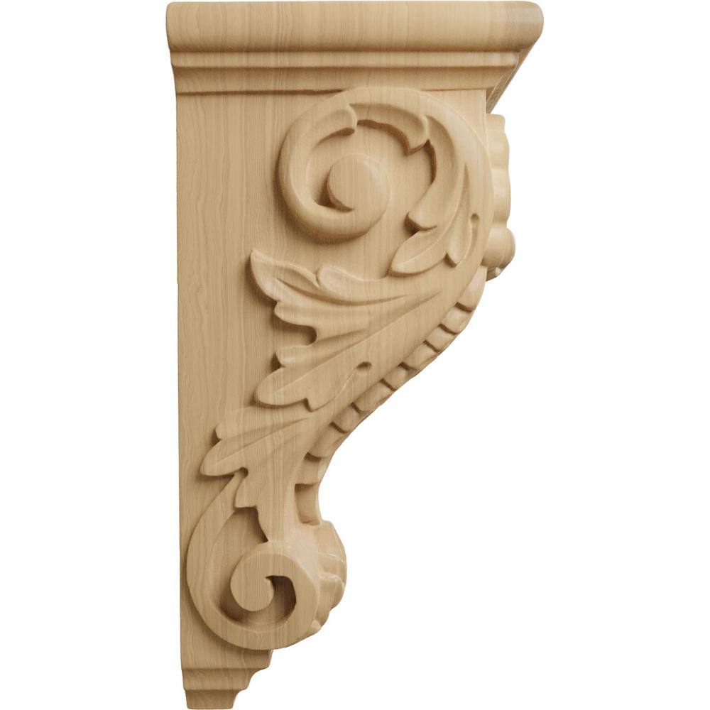 Hand-Carved Cherry Wood Shell Corbel, 10" Height