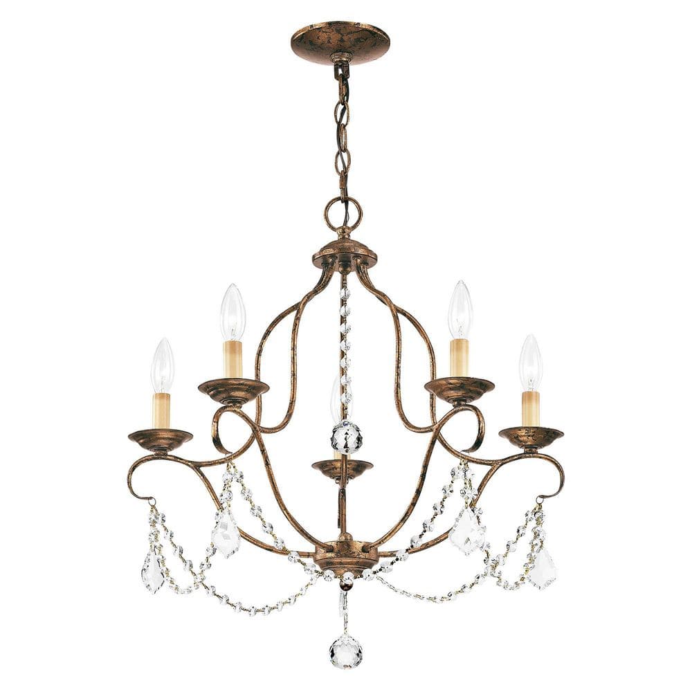 Venetian Golden Bronze Mini Crystal 5-Light Chandelier