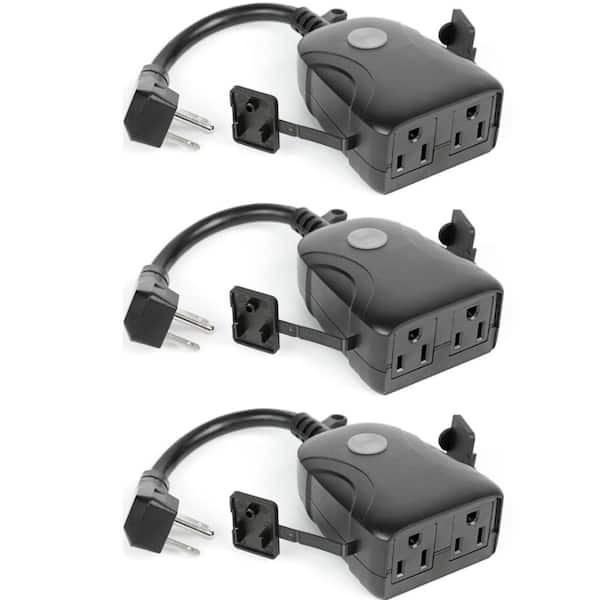 15 Amp 120-Volt Outdoor Smart Wi-Fi Dual Outlet Wall Plug-In, No Hub Required (3-Pack)
