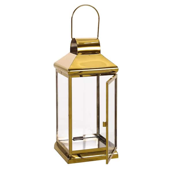HOTEBIKE 7.1 in. x 16.3 in. Gold Stainless Steel Outdoor Patio Lantern