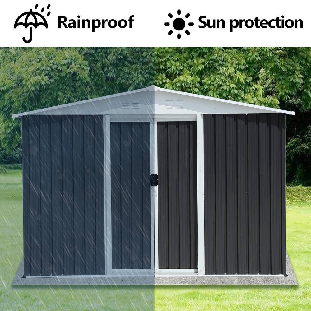 Gray 8 x 6 ft. Metal Storage Shed with Sliding Door