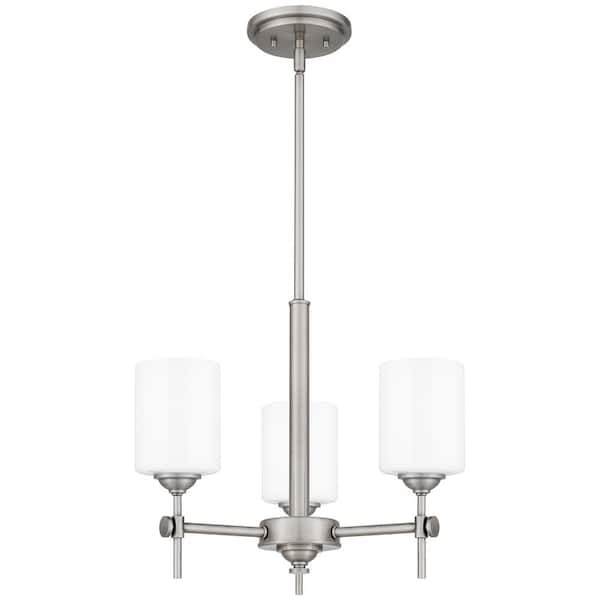 Quoizel Aria 3-Light Antique Polished Nickel Pendant with Opal Glass