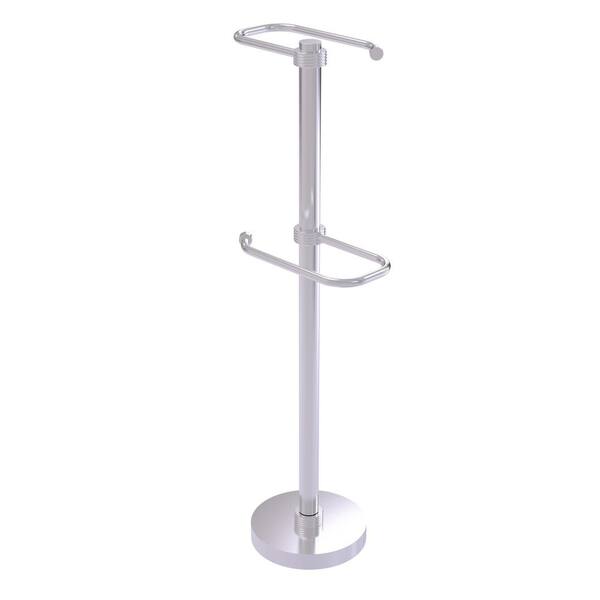 Allied Brass Free Standing 2-Roll Toilet Tissue Stand in Satin Chrome