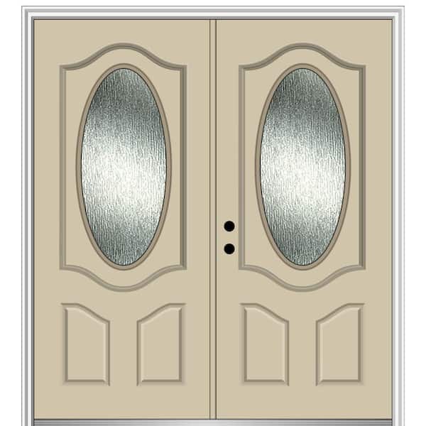 MMI Door 72 in. x 80 in. Right-Hand/Inswing Rain Glass Wicker Fiberglass Prehung Front Door on 4-9/16 in. Frame
