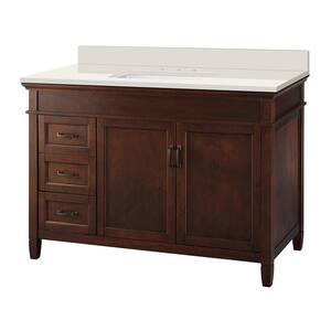 Ashburn 49 in. W x 22 in. D Vanity in Mahogany with Engineered Marble Vanity Top in Winter White with White Sink