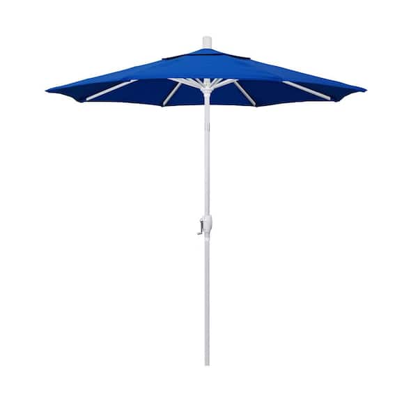 California Umbrella 7.5 ft. Matte White Aluminum Market Push Tilt Patio Umbrella in Pacific Blue Pacifica