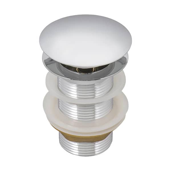 1.75 in. Chrome Finish Ceramic Top Push Pop-Up Drain for Bathroom Sinks without Overflow