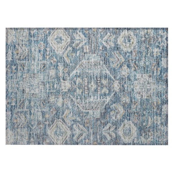 Chantille Machine Washable Indoor/Outdoor Abstract ACN2356 Denim 2 ft. x 3 ft. Accent Rug