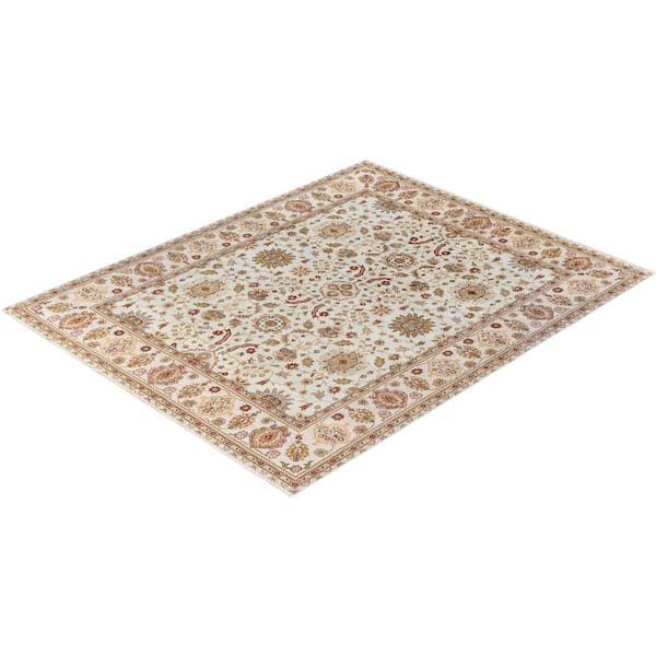 Oushak Green 8 ft. x 10 ft. Floral Wool Indoor Area Rug