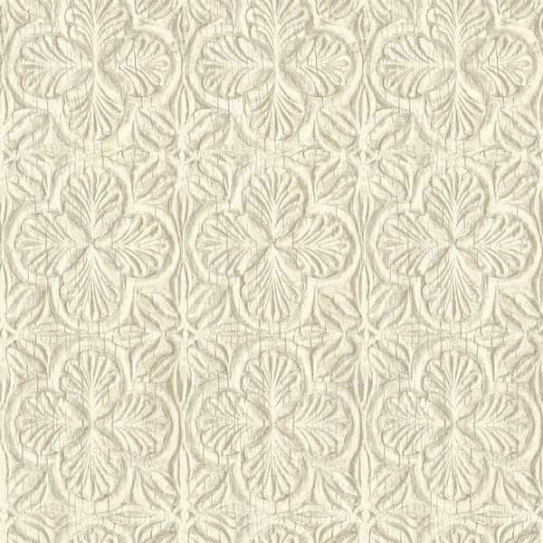 Chesapeake Karachi Wooden Damask White Prepasted Non Woven Wallpaper Sample