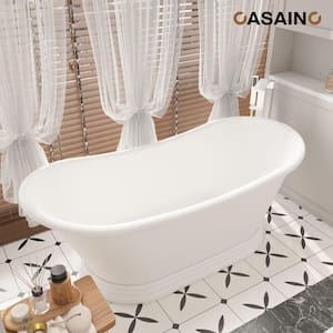 67.13 in. x 29.53 in. Soaking Non-Whirlpool Flatbottom Bathtub with Center Drain and Shower Faucet in Matte White