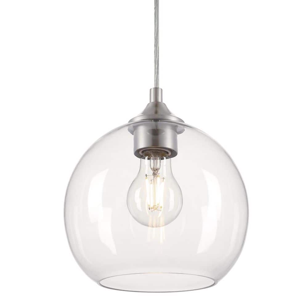 Tatze Mini Globe Pendant in Brushed Nickel with Clear Glass
