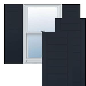 12 in. x 25 in. PVC Horizontal Slat Framed Modern Style Fixed Mount Board & Batten Shutters Pair in Starless Night Blue