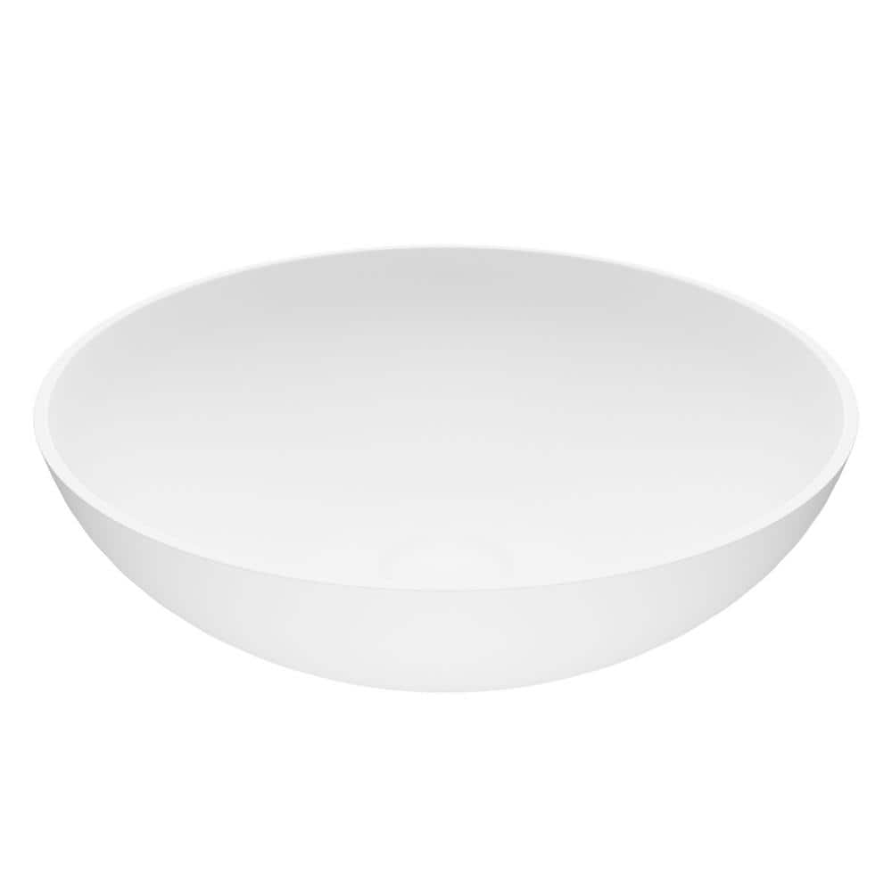 Lotus 16" White Matte Stone Round Above-Counter Vessel Sink