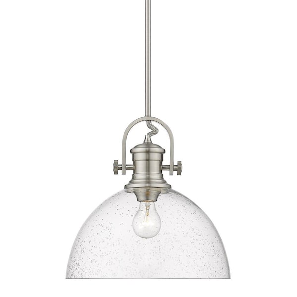 Hines 1-Light Pewter Pendant with Seeded Glass