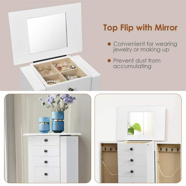 HONEY JOY Narrow Bathroom Storage Cabinet Freestanding Side Storage  Organizer with Adjustable Shelves Drawer White TOPB006671 - The Home Depot