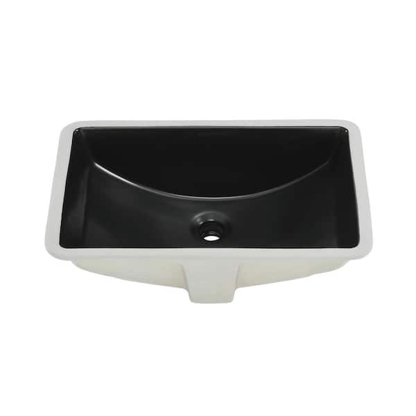 Plaisir 22 in. Ceramic Undermount Bathroom Sink in Matte Black