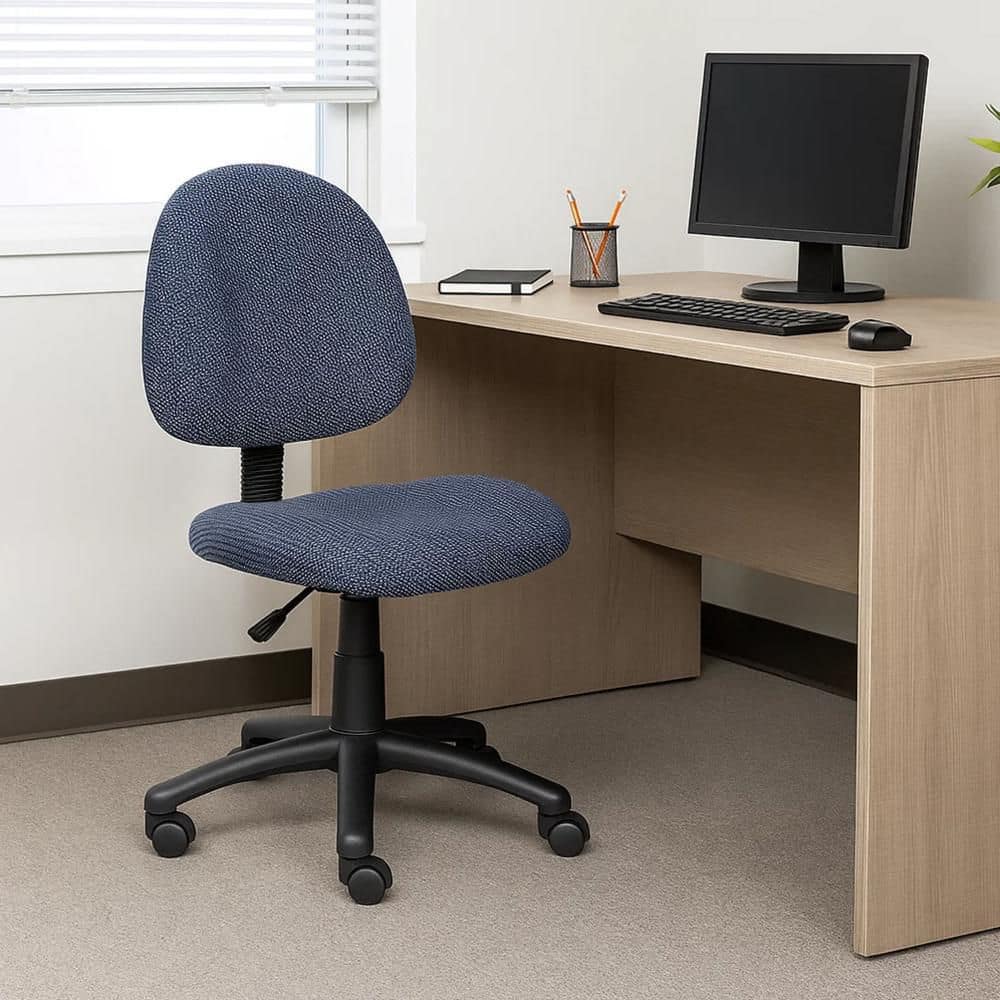 Jea Fabric Swivel Office Task Chair in Blue and Black without Arms