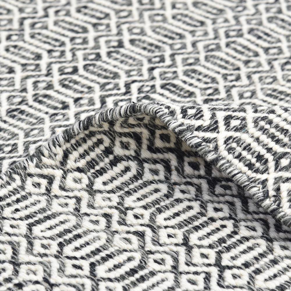 Charcoal Geometric Wool 6' x 9' Handmade Flat Woven Rug