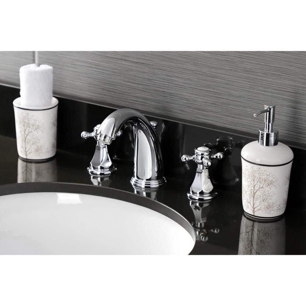 Metropolitan Polished Chrome Widespread Bathroom Faucet with Dual Cross Handles