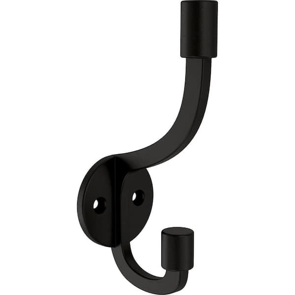 Bar Pilltop 5-1/2 in. Aluminum 35 lb. Load Capacity Coat and Hat Matte Black Wall Hook