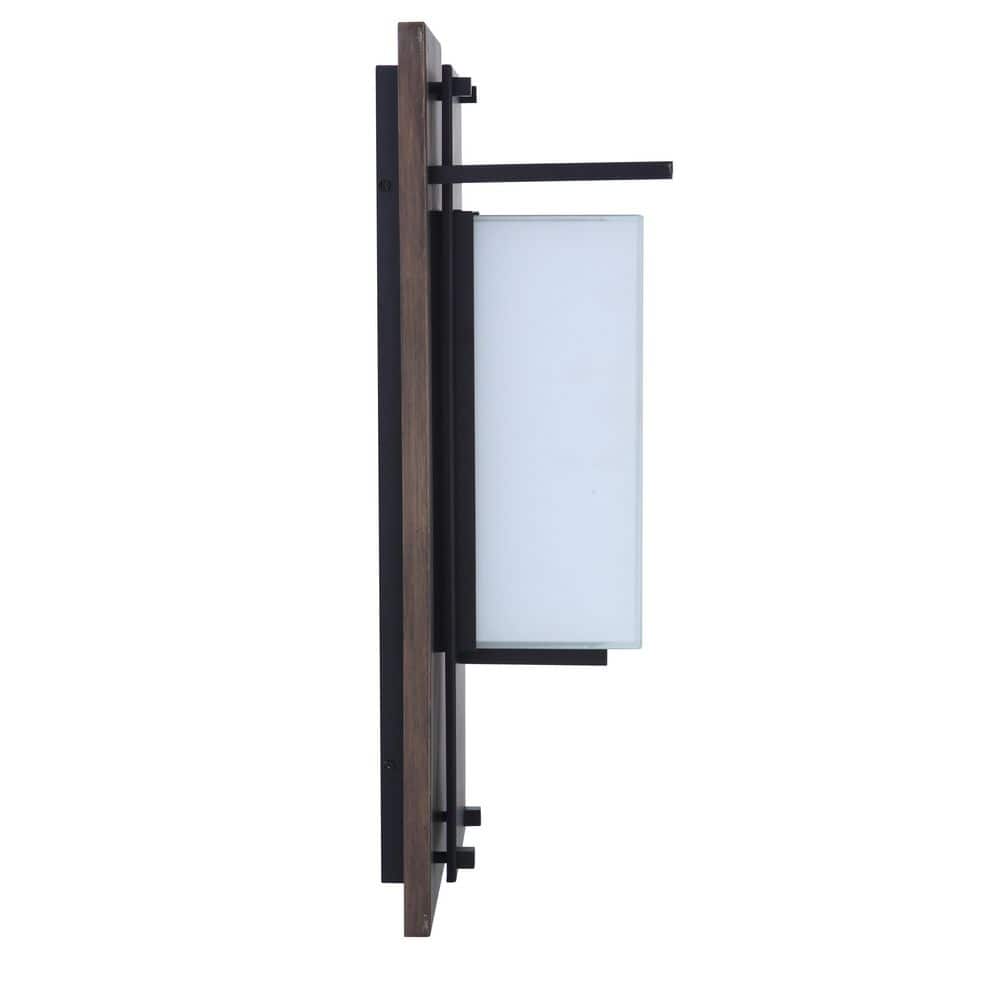 Heights 24" Whiskey Barrel and Black LED Wall Lantern Sconce