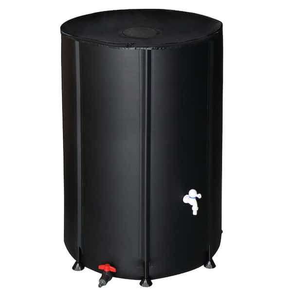 100 Gallon Collapsible Rain Barrel, Portable Water Storage Tank with Filter Spigot Overflow Kit, Black