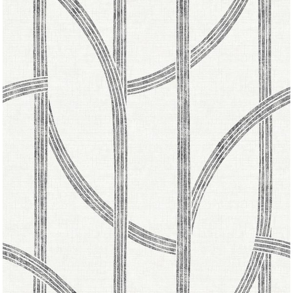 A-Street Prints Harlow Black Curved Contours Textured Non-pasted Paper Wallpaper