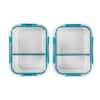 Set of 4 Glass Food Storage Containers, Plastic Snap Lids Compartments  Trudivide