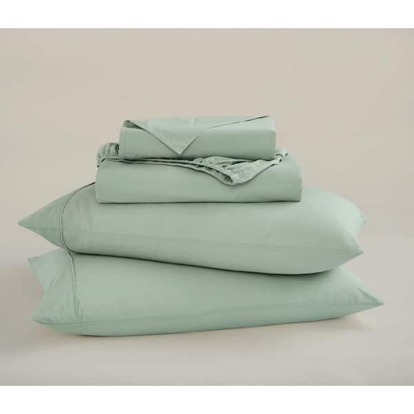 Solid 200TC Cotton Percale Sage King Sheet Set